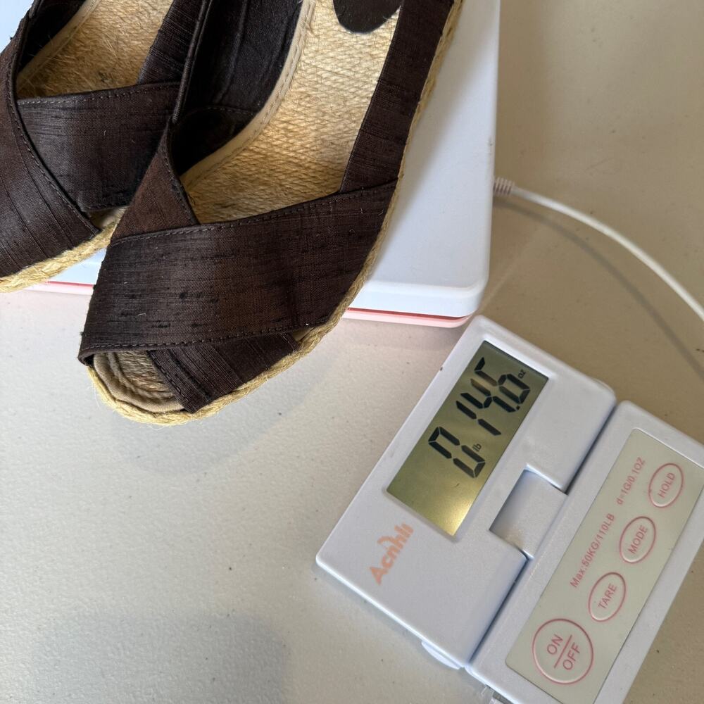 Ralph Lauren Women’s Pumps 7.5 Brown Espadrille Wedge Heel Peep Toe Summer Retro - Picture 12 of 12